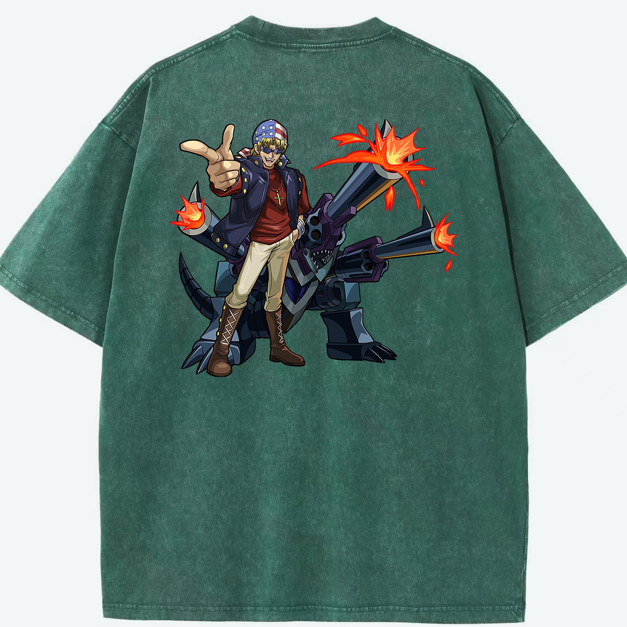 （画像用） 遊☆戯☆王 Yu-Gi-Oh! 綿100% ヴィンテージ風 半袖Tシャツ（背面プリント）
